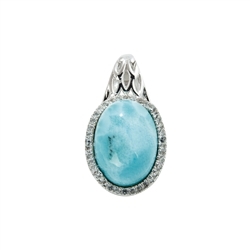 242018140180 Larimar pendant, topaz, oval (14 x 10mm), 2.4cm, rhodiniert | Marco Schreier