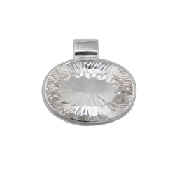 242018160035 Pendant Rock Crystal oval faceted, 2,6cm, rhodium plated | Marco Schreier