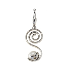 242018160042 Pendant spiral with pearl, 5,3cm, rhodium plated | Marco Schreier