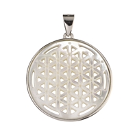 Pendant Flower of Life with Mother of Pearl, 3,7cm, rhodium plated