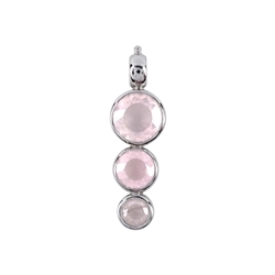 242018180061 Rose Quartz pendant, round (10mm, 8mm, 6mm), 3.8cm, rhodiniert | Marco Schreier