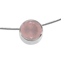 242018180076 Pendant Rose Quartz (12mm) faceted, 1,3cm, rhodium plated | Marco Schreier