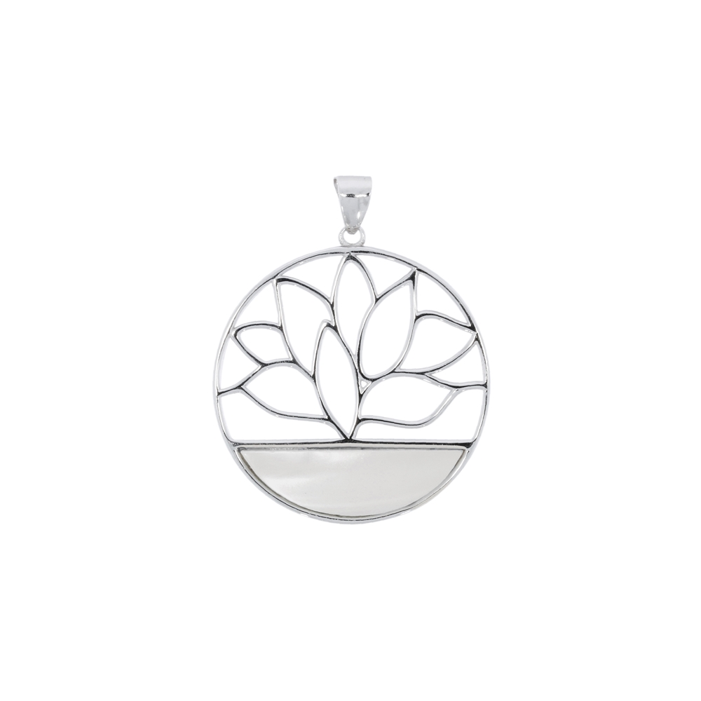 Pendant Lotus with Mother of Pearl, 3,9cm, rhodium plated