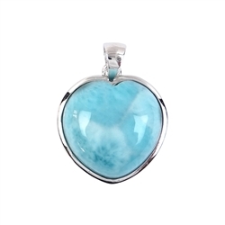 242018190032 Anhänger Larimar Herz, 2,6cm, rhodiniert | GH Edelsteine, Heilsteine & Schmuck