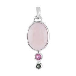 242018200150 Pendant Andean Opal oval (16 x 12mm), tourmaline, 3,7cm, rhodium plated | Marco Schreier