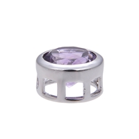 Pendant solitaire amethyst (10mm), faceted, 1.2cm, rhodium plated