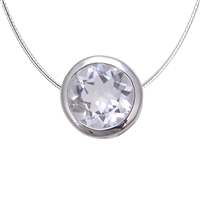Pendant solitaire Rock Crystal (10mm), faceted, 1,2cm, rhodium plated