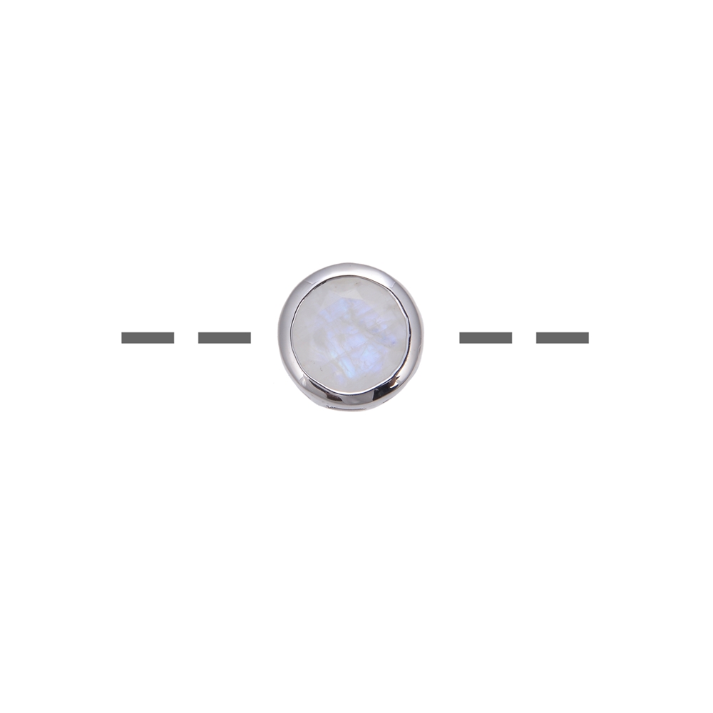 Pendant solitaire Labrodorite white (10mm), faceted, 1,2cm, rhodium plated