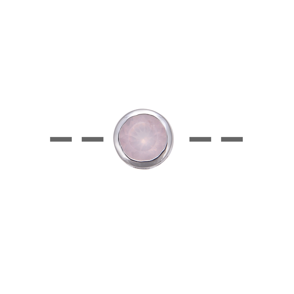 Ciondolo solitario in quarzo rosa (10 mm), sfaccettato, 1,2 cm, rodiato
