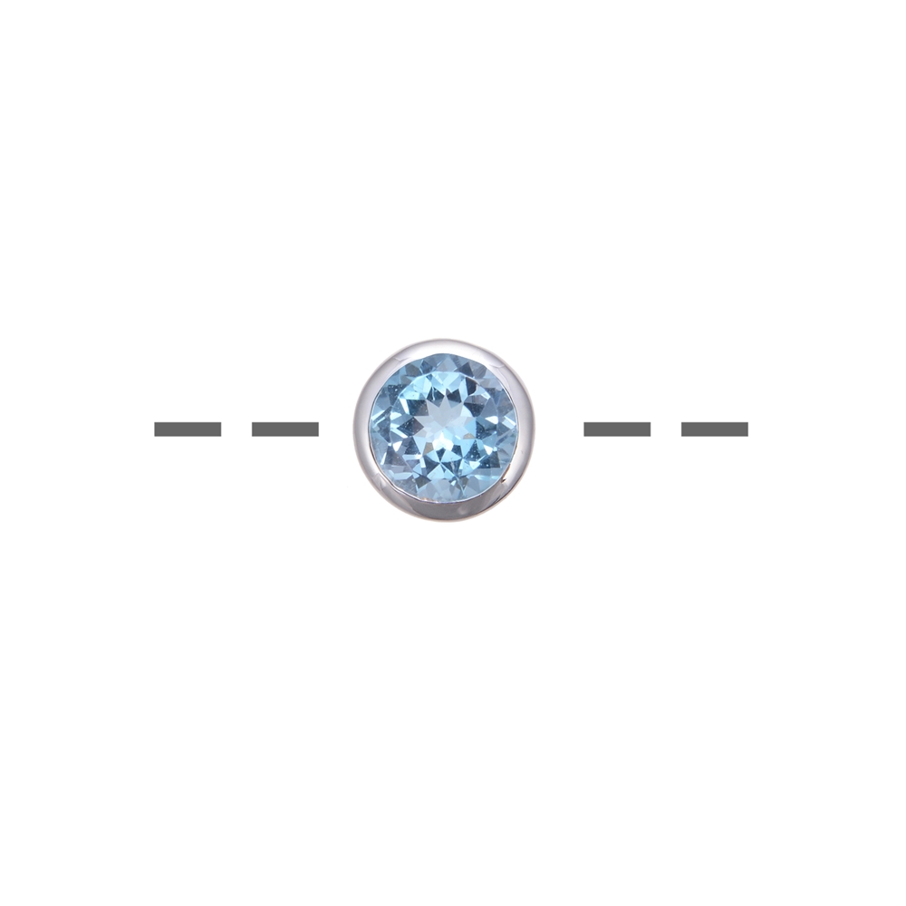 Ciondolo solitario topazio blu (10 mm), sfaccettato, 1,2 cm, rodiato