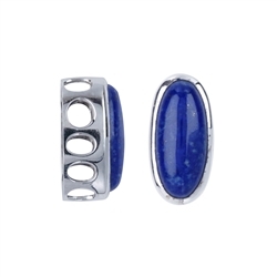 242018210030 Pendant Lapis Lazuli oval (20 x 9mm), 2,3cm, rhodium plated | Marco Schreier