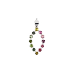 242018210052 Pendant Tourmaline multicolored, oval, 4,7cm, rhodium plated | Marco Schreier