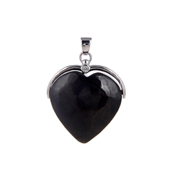 242018210058 Ciondolo cuore (29 mm) in shungite (stab.), topazio, 4,1 cm, rodiato | Marco Schreier