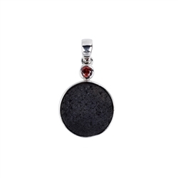 242018210060 Pendant lava (12mm), garnet, 3,0cm, rhodium plated | Marco Schreier