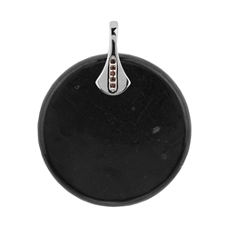 242018210063 Pendant schungite (rod.) circle (30mm), garnet, 3,6cm, rhodium plated | Marco Schreier