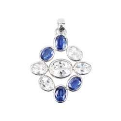 242018210106 Pendant Topaz white oval, disthene oval, 4,4cm, rhodium plated | Marco Schreier