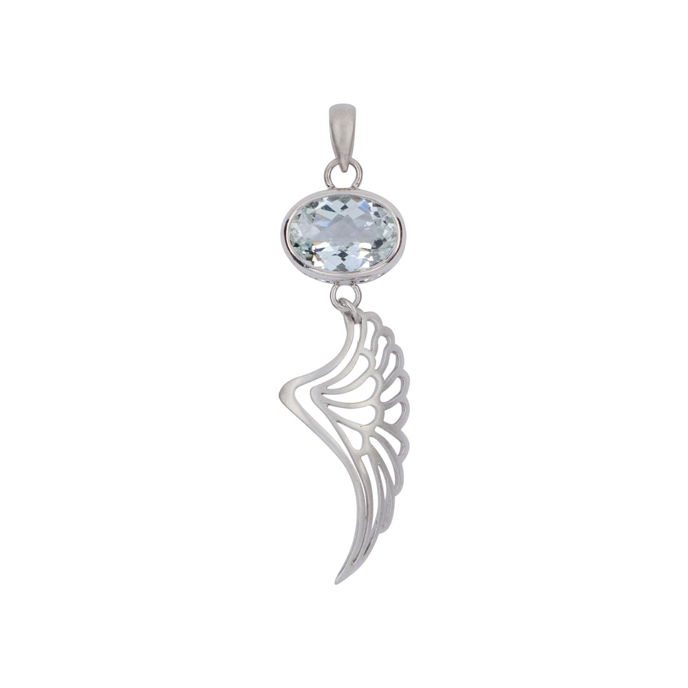 Pendant Angelwing (wing), topaz, 6,0cm, rhodium plated