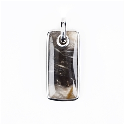 242018210120 Petrified Wood Rectangle Pendant, 4.4cm, rhodium plated | Marco Schreier