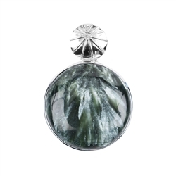 242018210125 Serafinite pendant, round, 4.5 cm, rhodiniert | wholesaler gems & healing stones