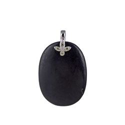 242018210129 Pendant schungite (rod.) Oval (40 x 30mm). Peridote, 4,8cm, rhodium plated | Marco Schreier