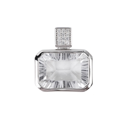 242018210132 Rock Crystal Rectangle Pendant (15 x 10mm) Concave Cut, 1.9cm, rhodiniert | Marco Schreier