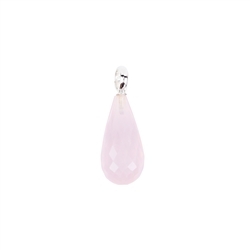 242018210140 Rose Quartz Briolette Pendant, 2,7cm, rhodium plated | Marco Schreier