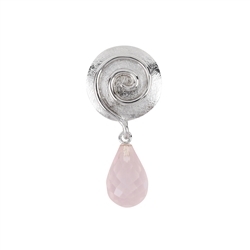 242018210141 Pendant Rose Quartz briolette faceted, spiral, 4,0cm, rhodium plated | Marco Schreier