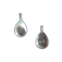 Mother of Pearl (dark) drop pendant (28 x 15mm), 3,6cm, rhodium plated
