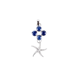 242018210162 Pendant starfish, faceted disthene, 4,0cm, rhodium plated | Marco Schreier