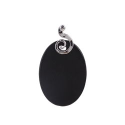 242018210167 Pendant schungite (rod.) oval (34 x 14mm), 4,5cm, rhodium plated | Marco Schreier