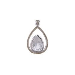 242018210171 Pendant Rock Crystal, drop with Peridote, 3,5cm, rhodium plated | Marco Schreier