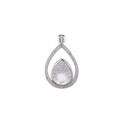 242018210173 Pendant Rock Crystal, drop with topaz, 3,5cm, rhodium plated | Marco Schreier