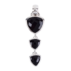 242018210179 Pendant Onyx trillions, 4,5cm, rhodium plated | wholesaler gems & healing stones