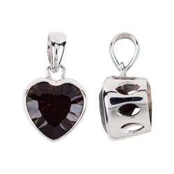 242018210182 Pendant Smoky Quartz heart faceted, 2.7cm, rhodium plated | Marco Schreier