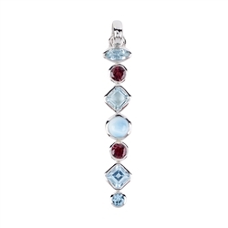 242018210188 Pendant Topaz blue, Tourmaline pink, Larimar, 5,9cm, rhodium plated | Marco Schreier