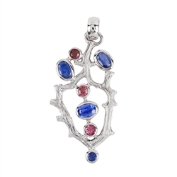 242018210194 Pendant coral branches disthene, tourmaline pink, 5.3cm, rhodium plated | Marco Schreier