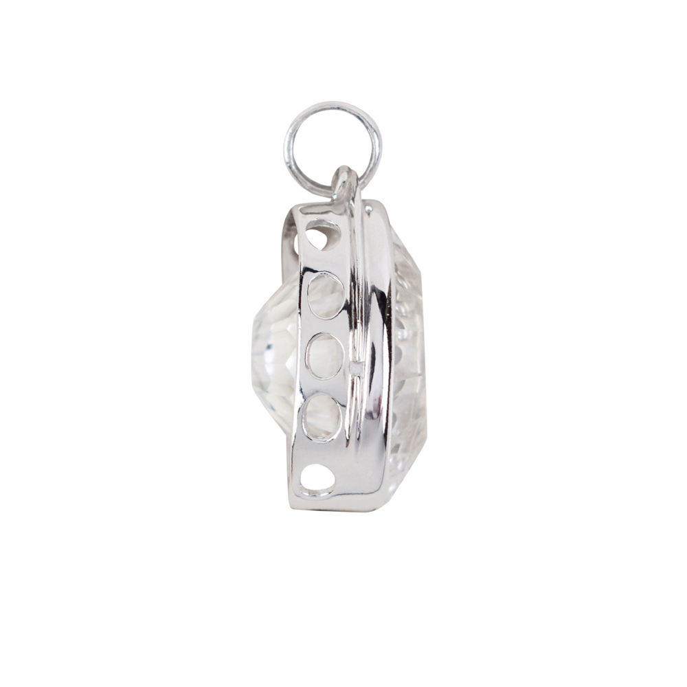 Anhänger Bergkristall Oval facettiert (19 x 14mm), 2,8cm, rhodiniert, Concave Cut
