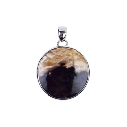 242018210257 Petrified Palm Wood Pendant (round), 4,3cm, rhodium plated | Marco Schreier