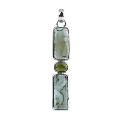 242018210259 Moldavite pendant, Tourmaline (green), 4.6 cm, rhodium-plated | Marco Schreier