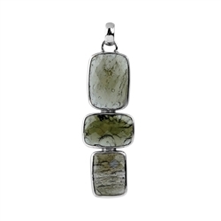 242018210261 Moldavite rectangle pendant, 4.6 cm, rhodium-plated | Marco Schreier