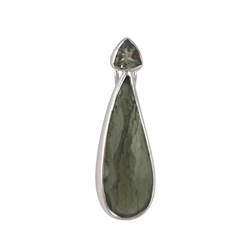 242018210267 Pendant Moldavite (22 x 9mm), Tourmaline (green), 3.0cm, rhodiniert | Marco Schreier