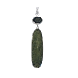 242018210269 Moldavite pendant (30 x 10mm), Spinel, 4.8cm, rhodiniert | Marco Schreier