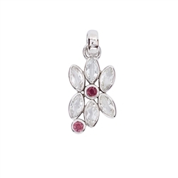 242018210276 Pendant Topaz white marquise, tourmaline pink, 3.7cm, rhodium plated | Marco Schreier