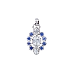 242018210277 Pendant Topaz white, disthene blue, 4,2cm, rhodium plated | Marco Schreier