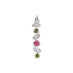 242018210280 Pendant Topaz white, Tourmaline green and pink, 4,6cm, rhodium plated | Marco Schreier