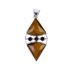 242018210282 Pendant Tiger's Eye (triangles), Onyx, 6,0cm, rhodium plated | Marco Schreier