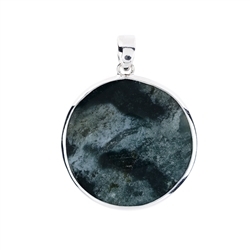 242018210323 Ocelot jasper pendant (round), 3.9 cm, rhodiniert | Marco Schreier