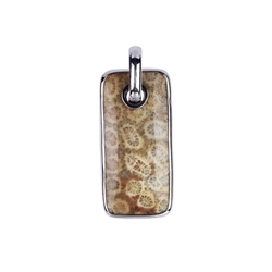 242018210333 Petrified Coral Pendant (Rectangle), 4,4cm, rhodium plated | Marco Schreier