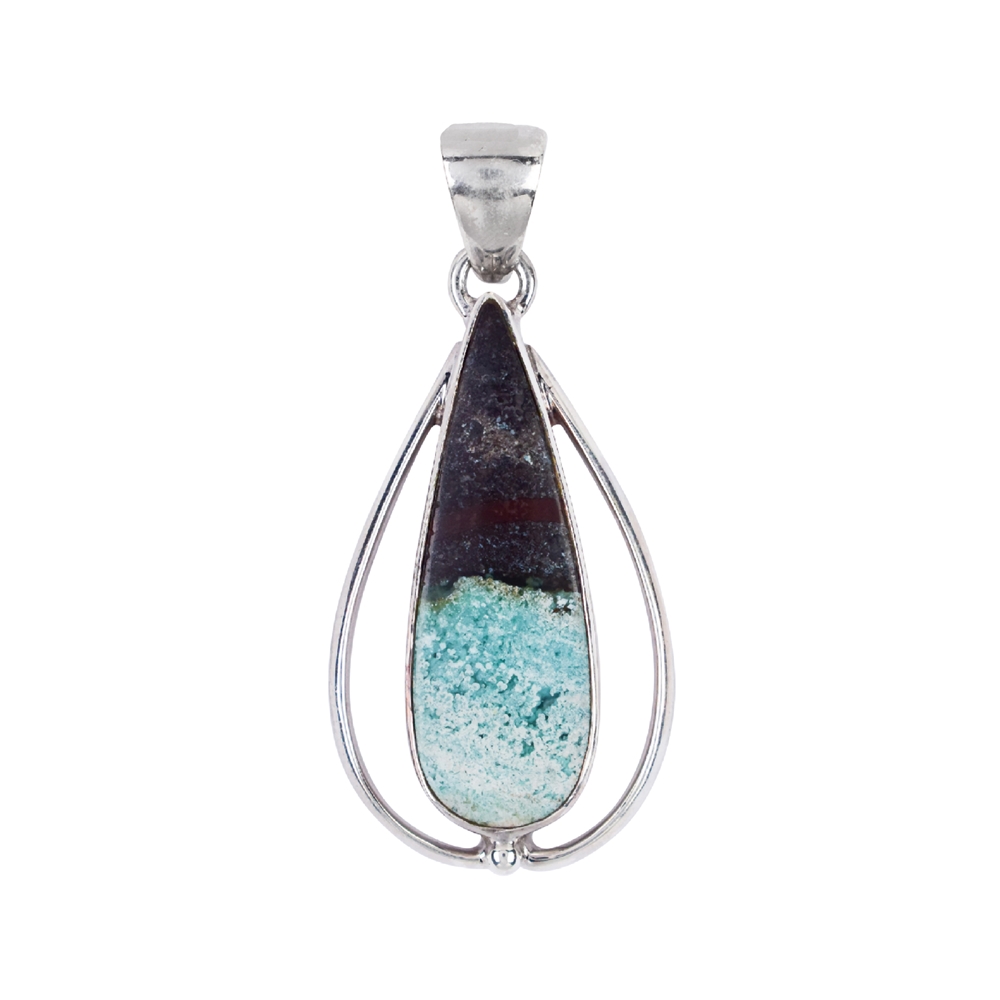 Pendant Opalized Wood with Copper Drops, 4,2cm, rhodium plated
