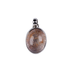 242018210350 Pendant lodolite quartz oval, 2.7cm, rhodium plated | Marco Schreier